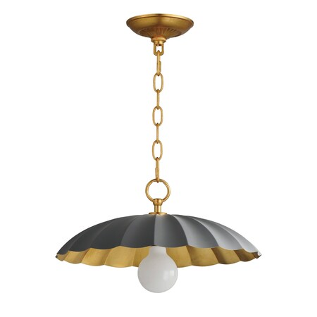 Maxim Lighting Primrose 1-Light Pendant, Dark Grey/Gold Leaf 18055DGGL